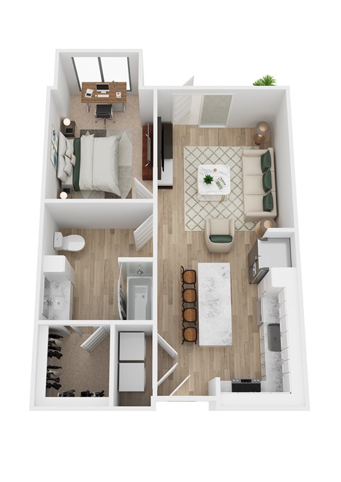 Floor plan for 1 bed, 1 bath, 787 sqft